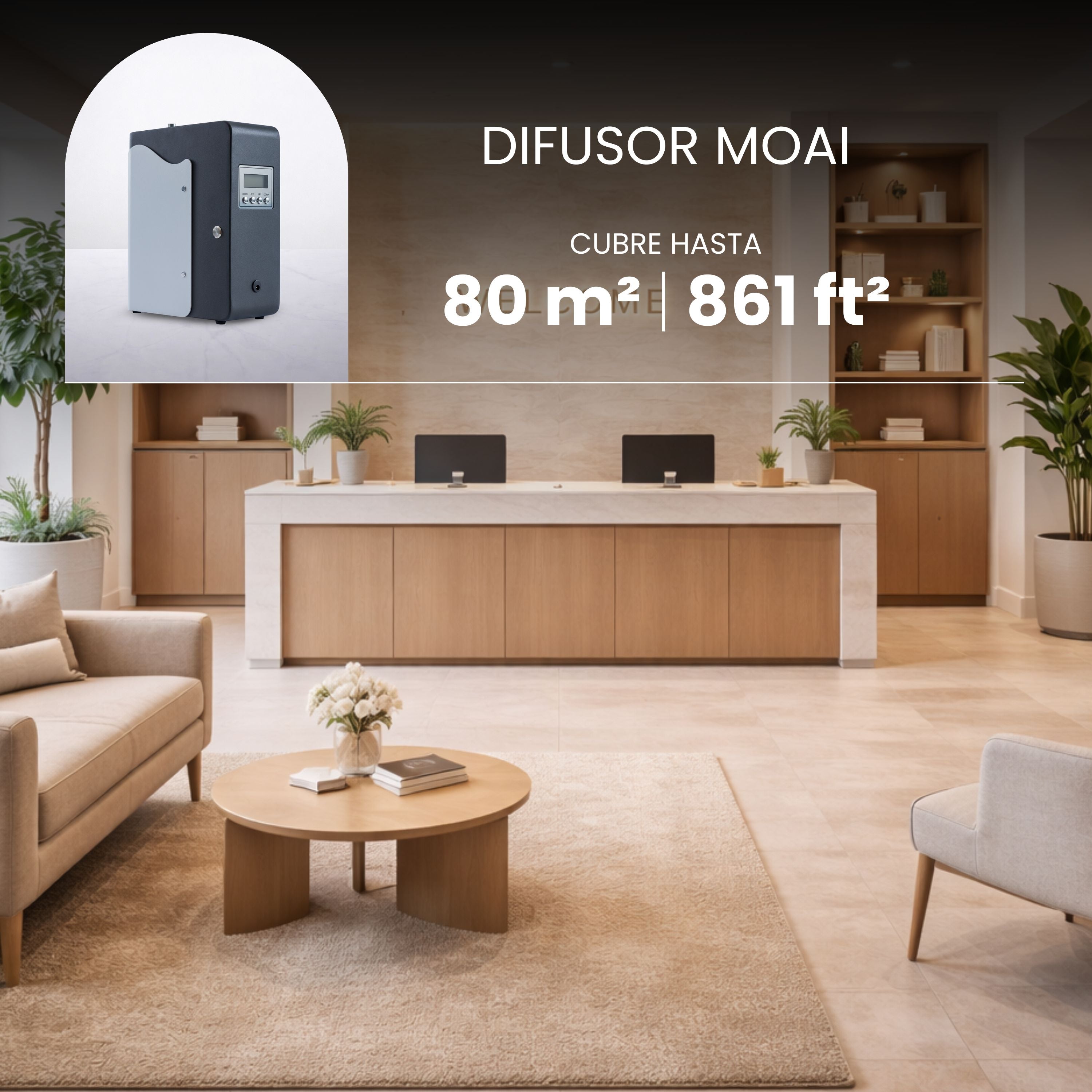 Rent a Moai diffuser for 50m2 (200m3)